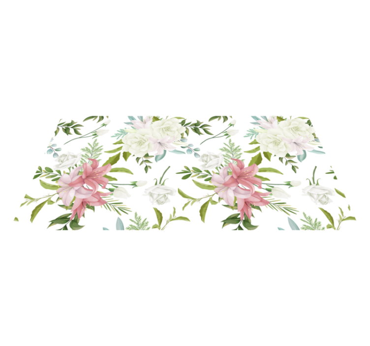 Flower vinyl rug minimalist realistic garden - TenStickers