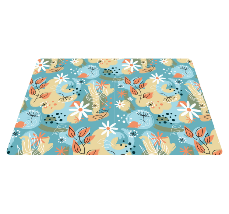 Flower vinyl rug abstract floral design - TenStickers