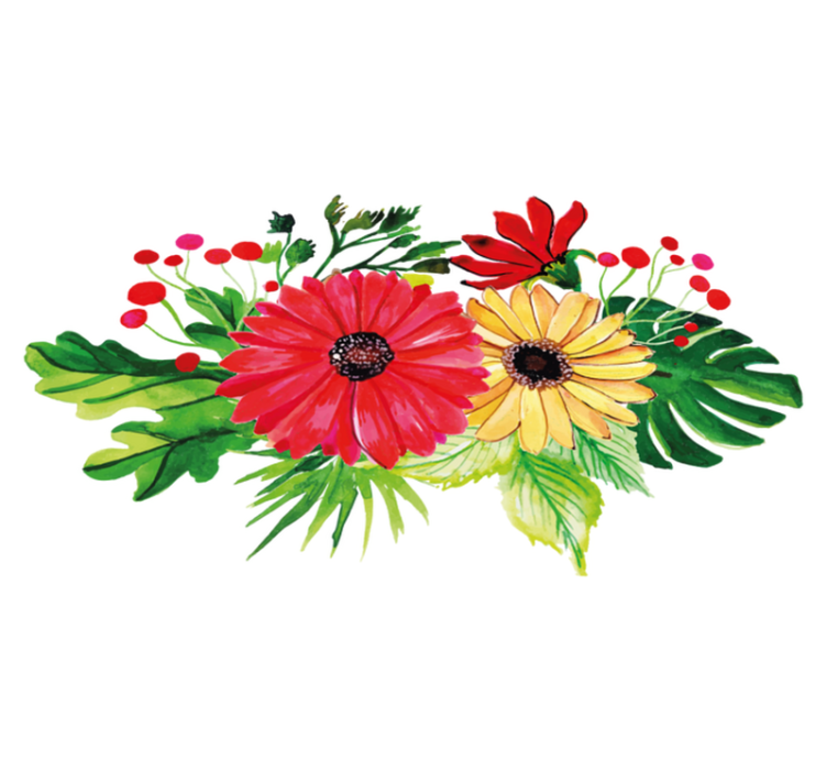 Flower vinyl rug with elegant horizontal design - TenStickers