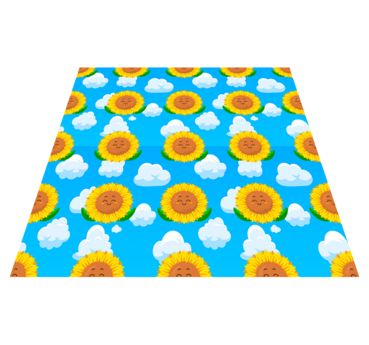 Funny yellow smiling flower in the sky flower vinyl rug - TenStickers