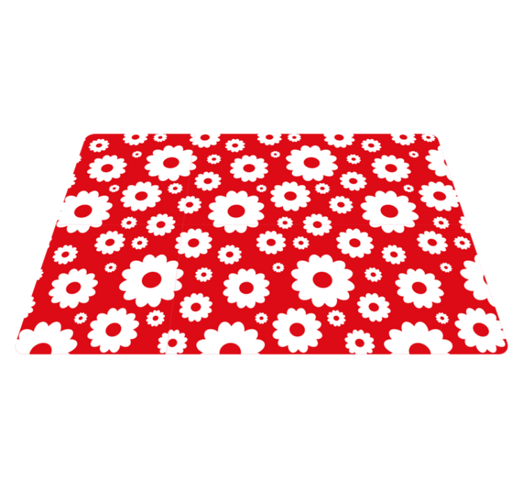 Flower vinyl rug with white daisies on red - TenStickers