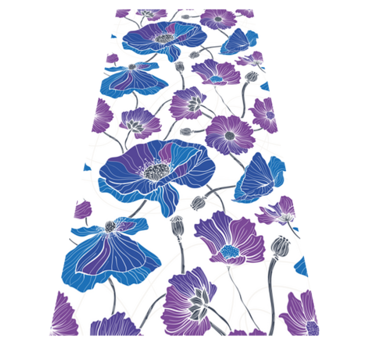 Flower vinyl rug with blue and purple garden flowers - TenStickers
