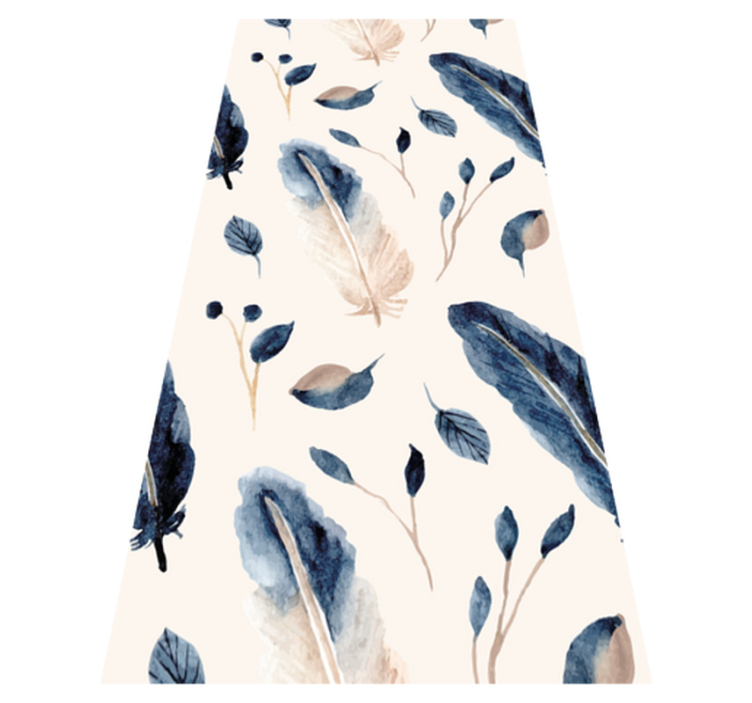 Flower vinyl rug with floating leaves and feathers - TenStickers
