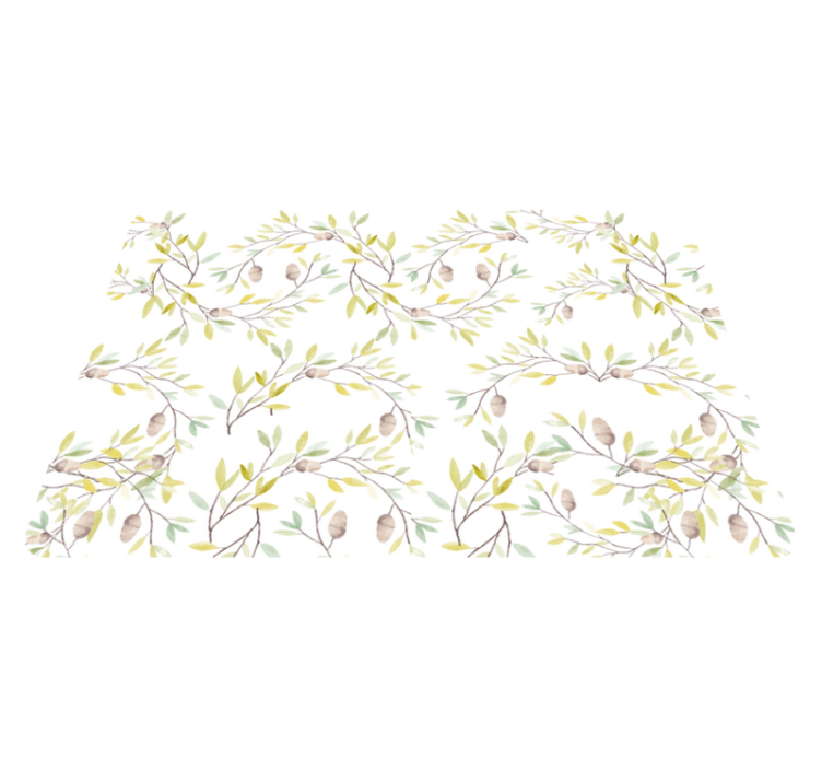 Flower vinyl rug original watercolor green leaves pattern - TenStickers