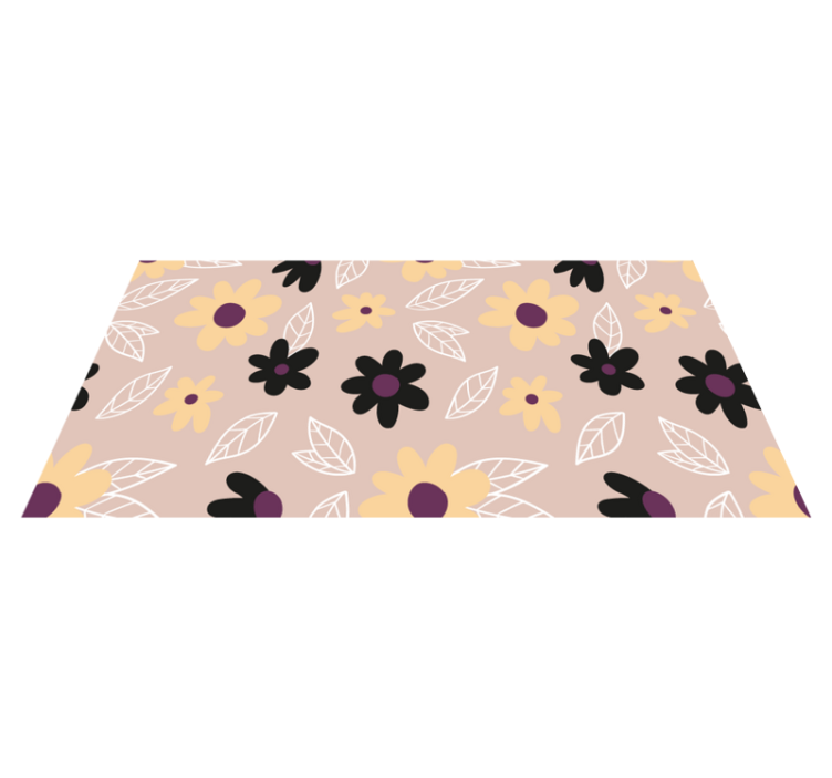 Flower vinyl rug colorful modern flowers beige - TenStickers