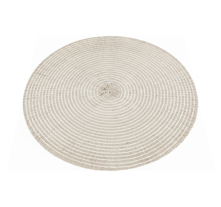 Minimalist vinyl rug in circular cream woven spiral - TenStickers