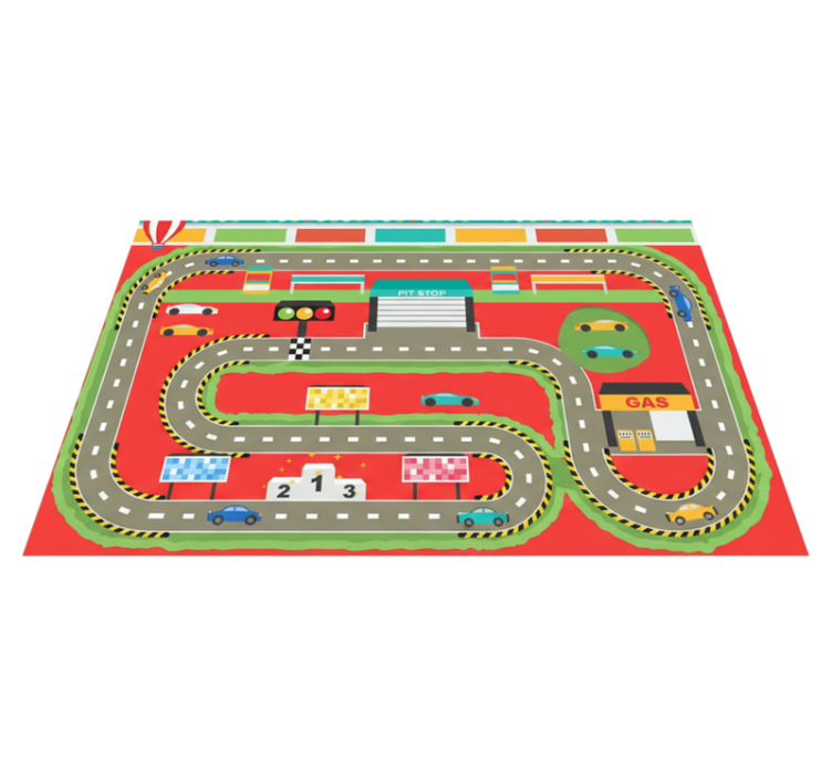 Colorful cartoon race track road vinyl rug - TenStickers