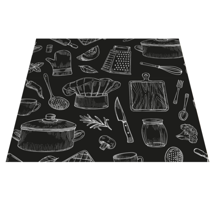 Kitchen vinyl rug elegant cutlery design - TenStickers