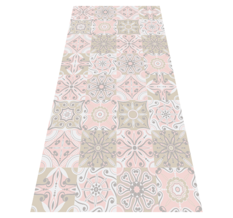Pink and grey tile kitchen vinyl rug - TenStickers