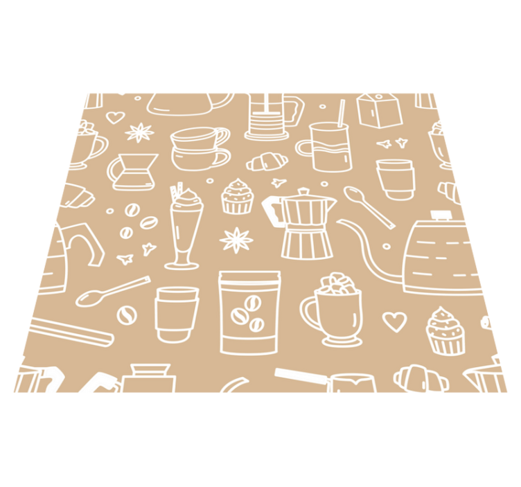 Kitchen vinyl rug with coffee cups and glasses pattern - TenStickers