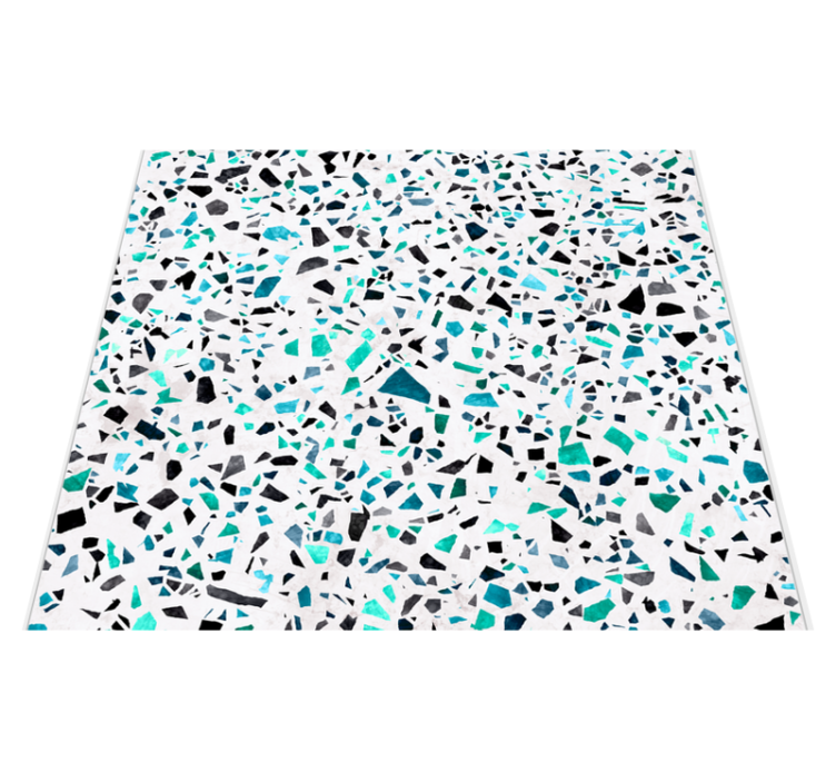 Kitchen vinyl rug in blue marble tiles design - TenStickers