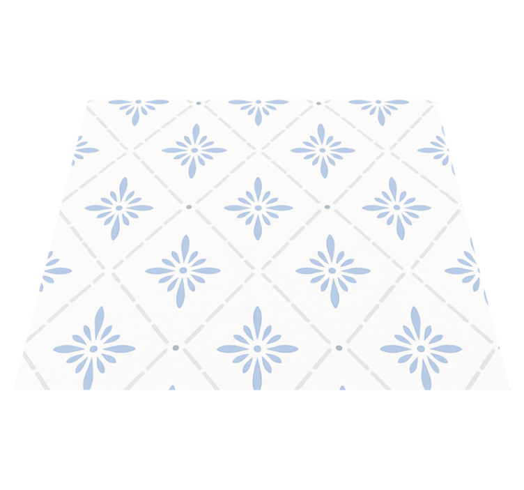 Kitchen vinyl rug in blue rhombus tiles - TenStickers