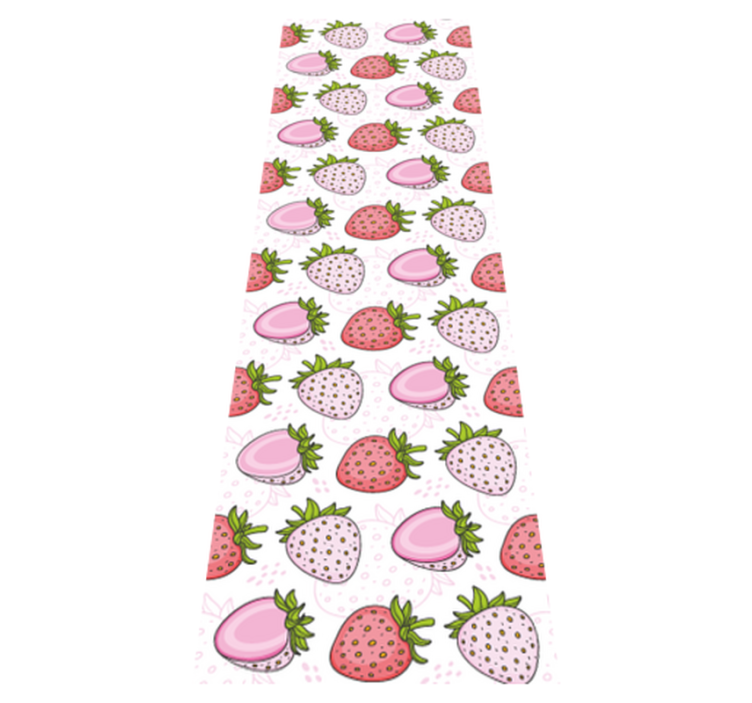 Kitchen vinyl rug seamless pink and red strawberries - TenStickers