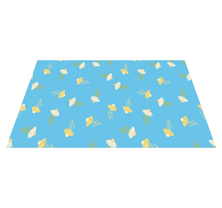 Flower vinyl rug with daisy pattern on blue background - TenStickers
