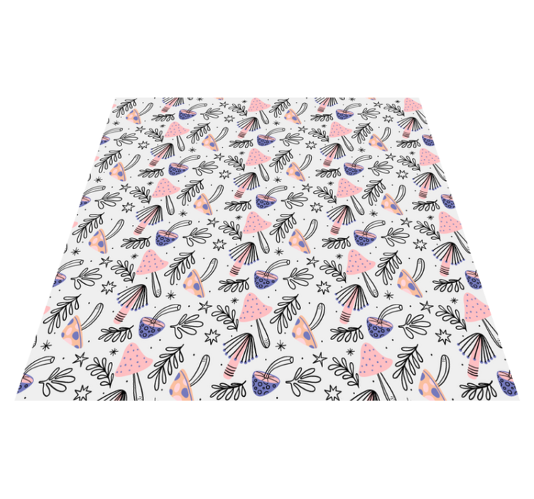 Flower vinyl rug with classic mushrooms and flowers - TenStickers