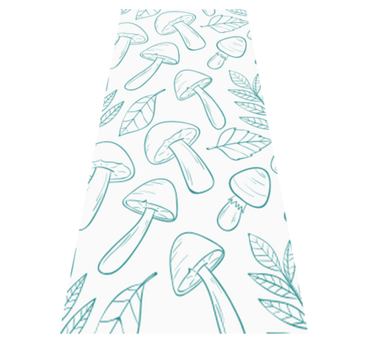 Flower vinyl rug with white and light blue mushrooms - TenStickers