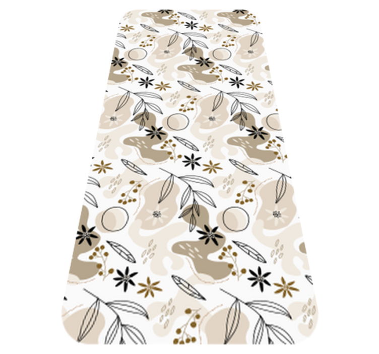 Flower vinyl rug with stylish pink and beige leaves - TenStickers