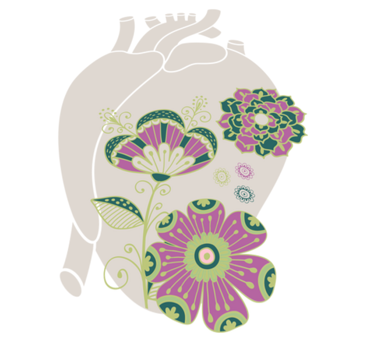 Flower vinyl rug anatomic heart with red flowers - TenStickers