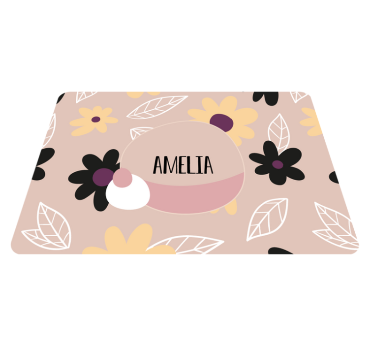 Flower vinyl rug colorful modern flowers beige - TenStickers