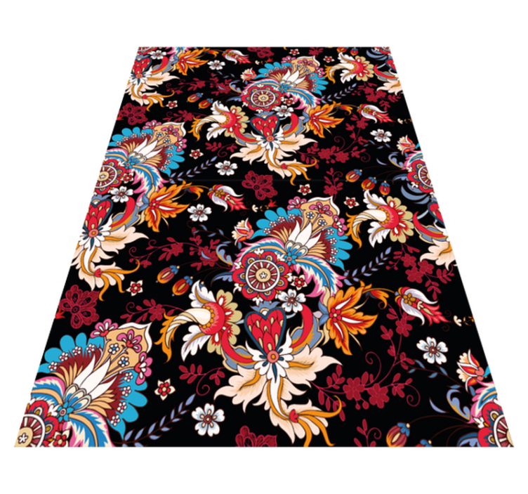Flower vinyl rug in vibrant modern folk art - TenStickers