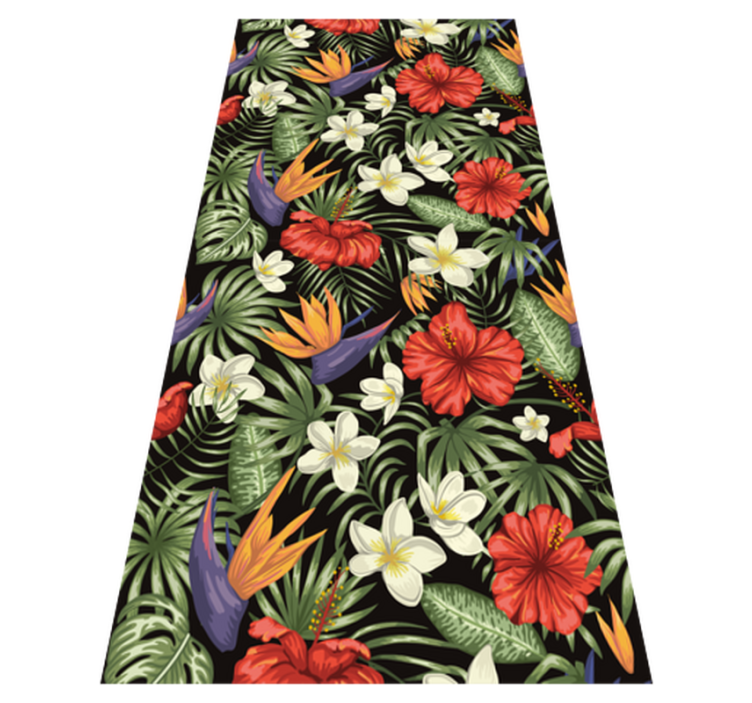 Flower vinyl rug with tropical jungle plants design - TenStickers