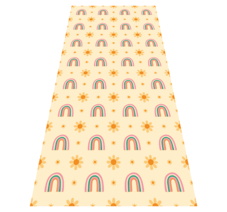 Flower vinyl rug blooming with colorful rainbows - TenStickers