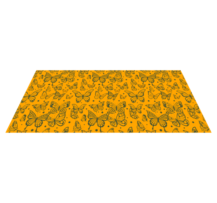 Flower vinyl rug with butterfly plant design - TenStickers