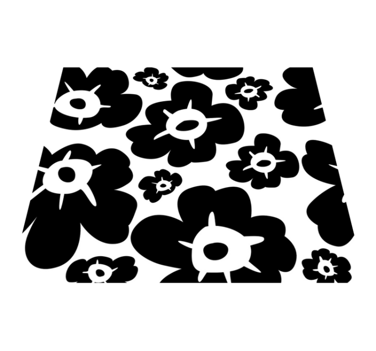 Flower vinyl rug black poppy rug - TenStickers