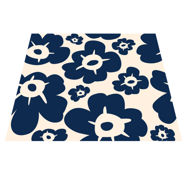 Flower vinyl rug in dark blue poppy - TenStickers