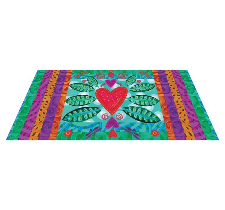Living room vinyl rug colourful red heart - TenStickers