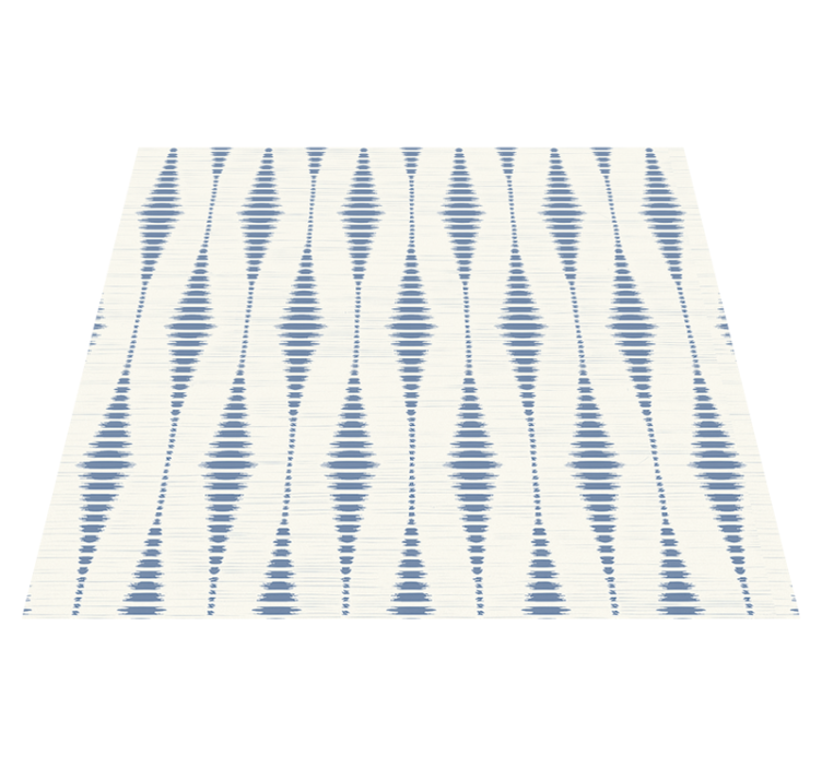 Geometric vinyl rug rabaul ikat in blue and beige - TenStickers