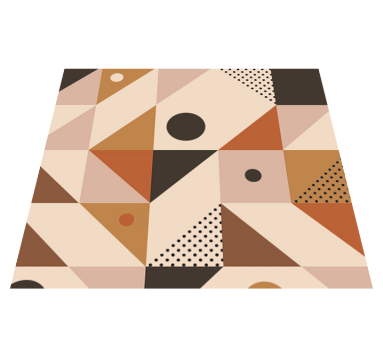 Geometric vinyl rug in brown patchwork - TenStickers