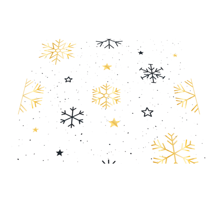 Christmas vinyl rug black and gold snowflakes - TenStickers