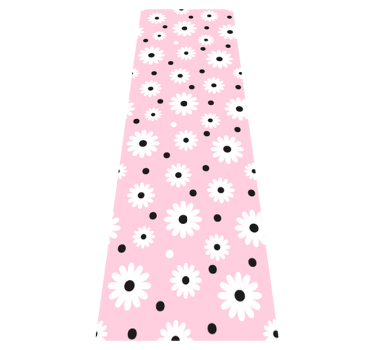 Bedroom vinyl rug with pink black dot flower design - TenStickers