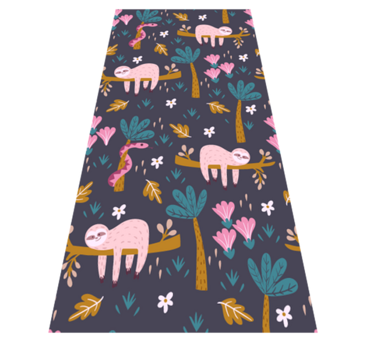 Bedroom vinyl rug sloth and leaves design - TenStickers