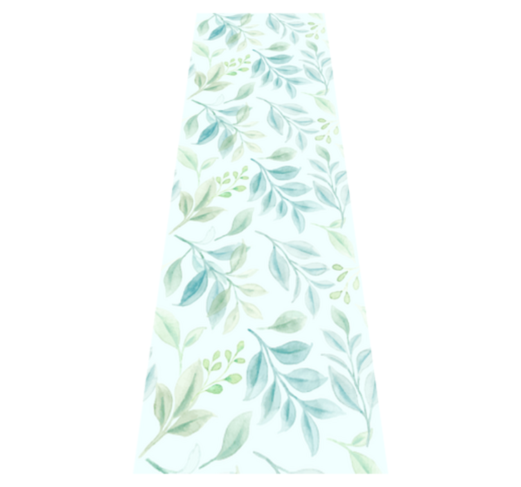 Green thin leaves bedroom vinyl rug - TenStickers