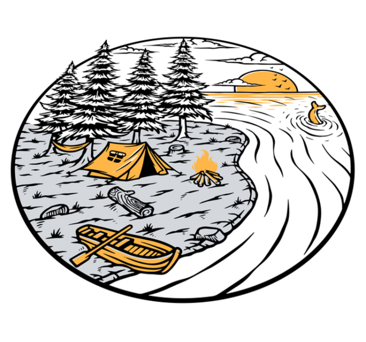 Nature vinyl rug motorhome yellow landscape badge - TenStickers