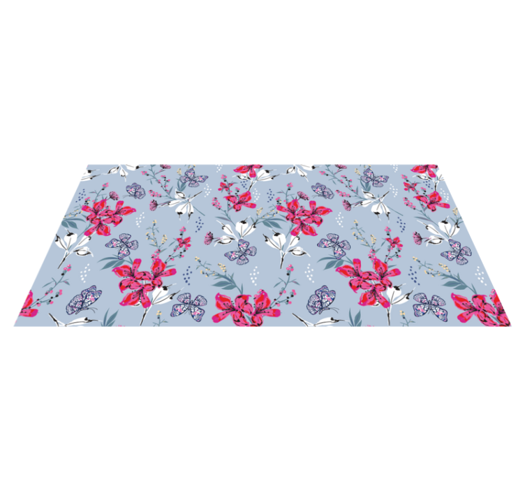 Nature vinyl rug floral butterfly design - TenStickers
