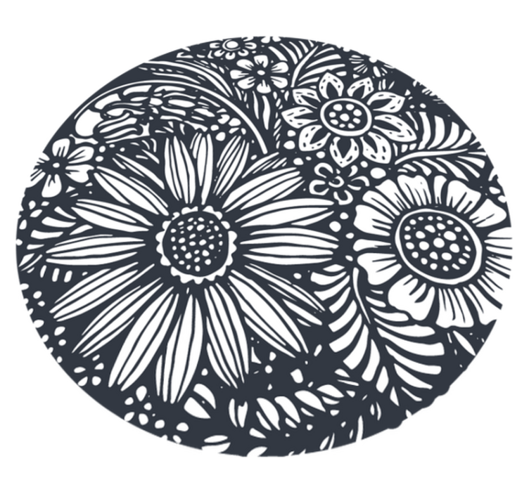 Nature vinyl rug floral pattern circle - TenStickers