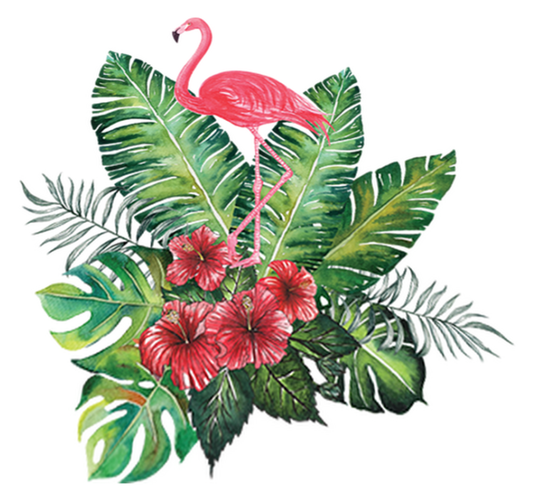 Flower vinyl rug with big tropical flamingo - TenStickers
