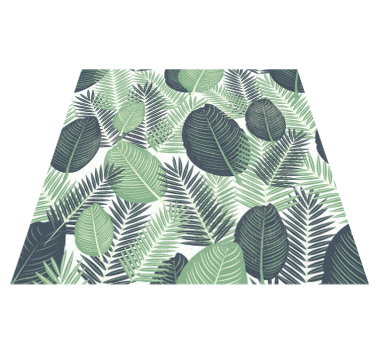 Flower vinyl rug with green jungle leaves - TenStickers