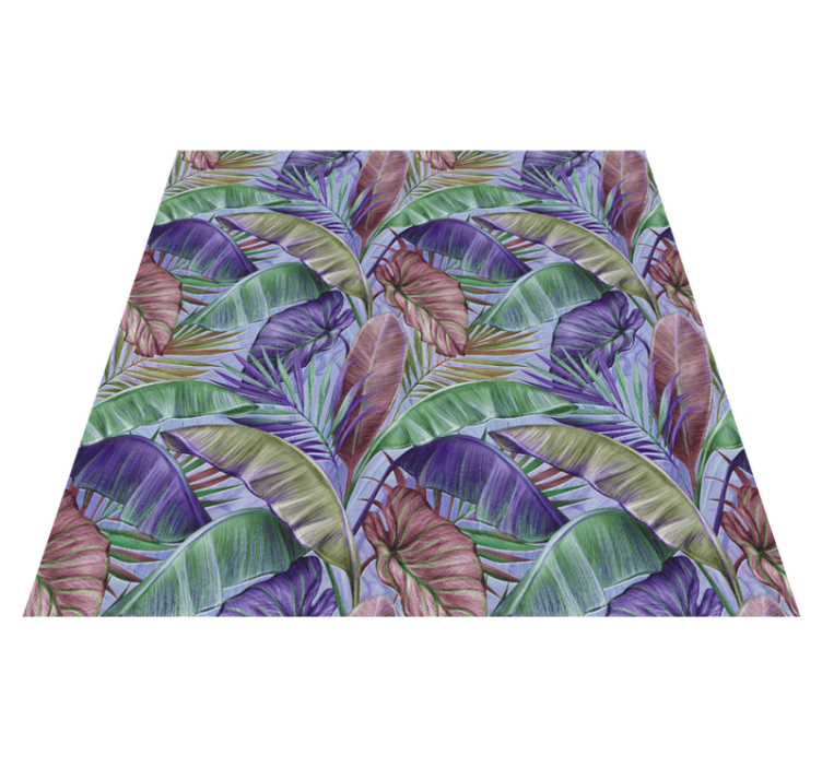 Flower vinyl rug with purple leaves design - TenStickers