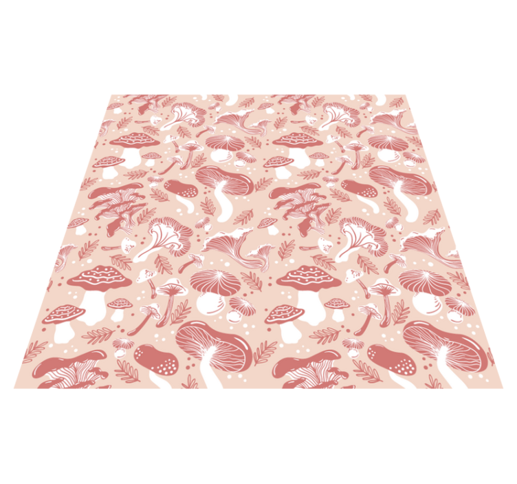 Flower vinyl rug with forest mushrooms on beige - TenStickers