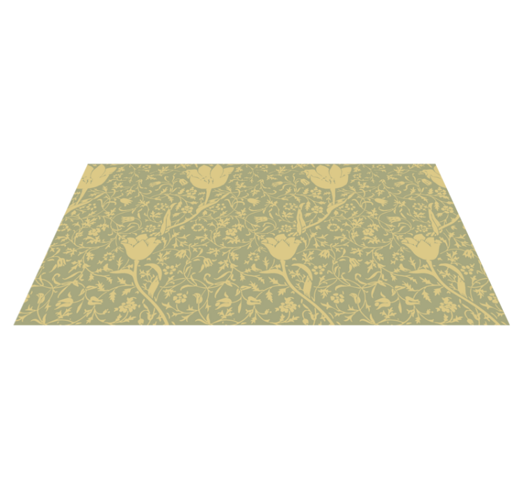 Flower vinyl rug with subtle gold and green pattern - TenStickers