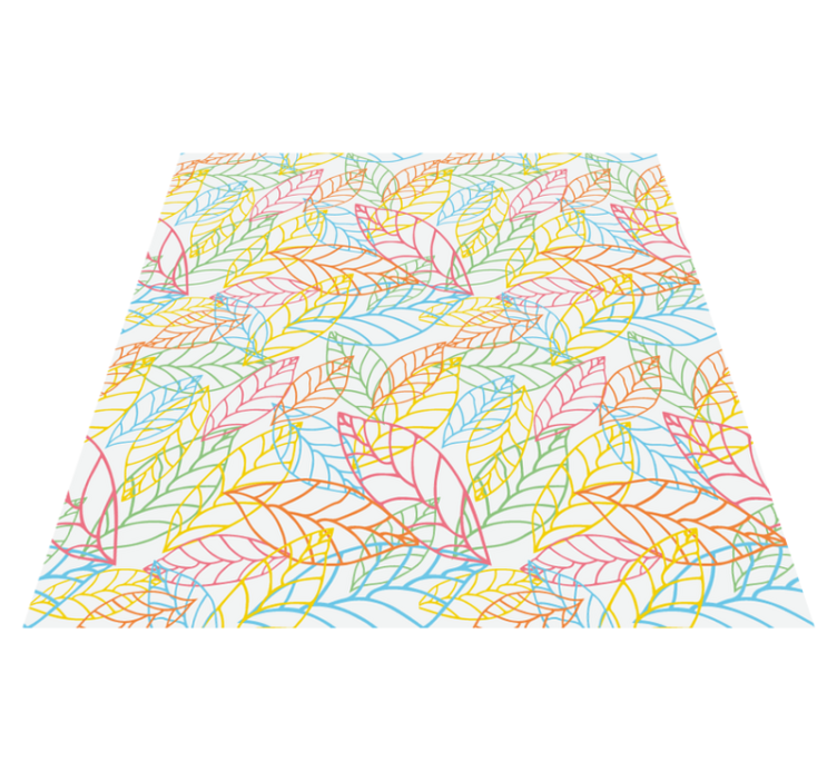 Flower vinyl rug with cute colorful neon leaves - TenStickers