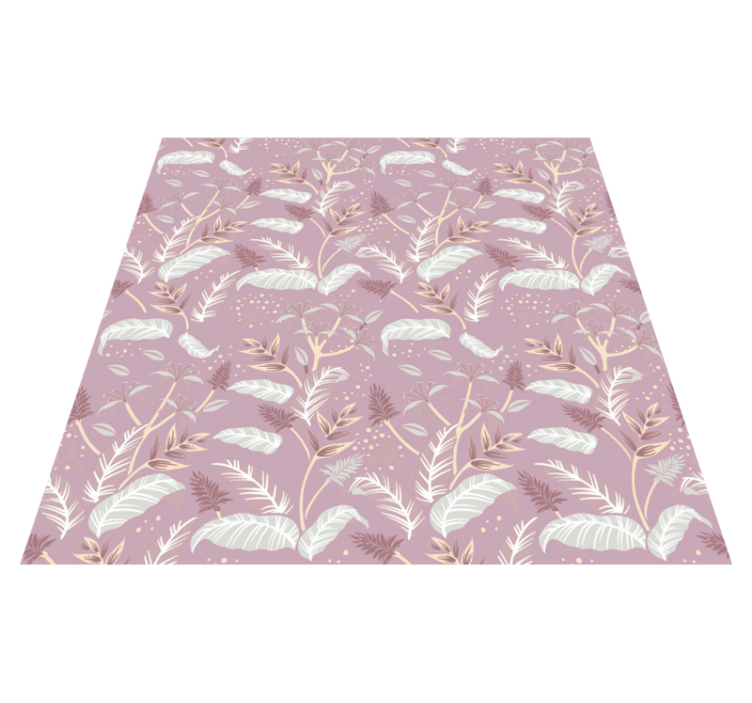 Flower vinyl rug with vintage pink leaf design - TenStickers
