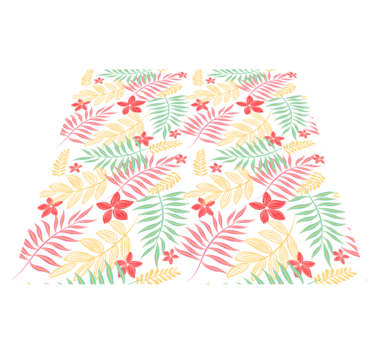 Flower vinyl rug with neon leaves pattern - TenStickers