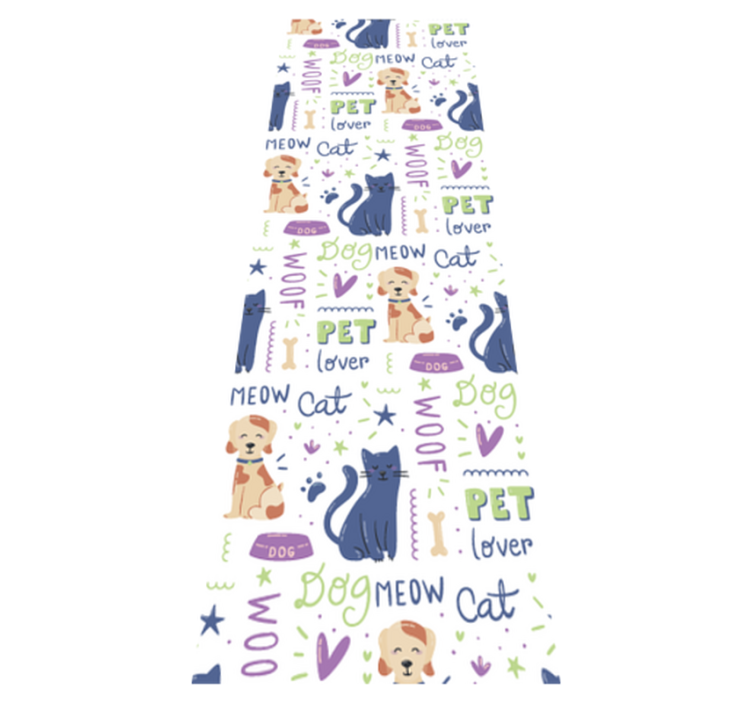 Bedroom vinyl rug with vibrant dog doodles - TenStickers
