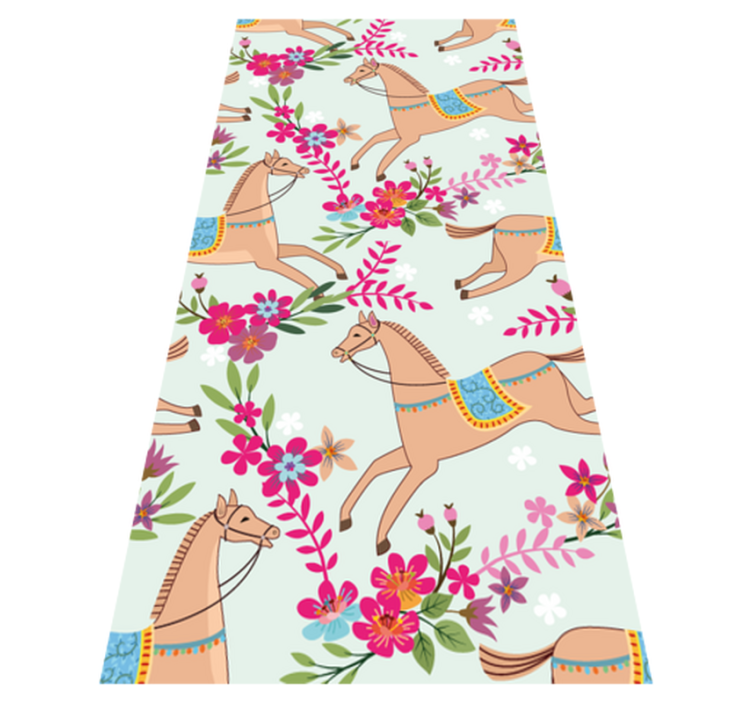Bedroom vinyl rug with pink floral horse design - TenStickers