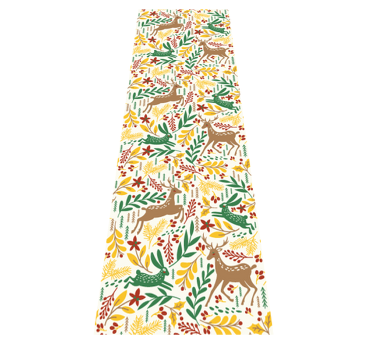 Gray deer pattern and yellow flowers bedroom vinyl rug - TenStickers